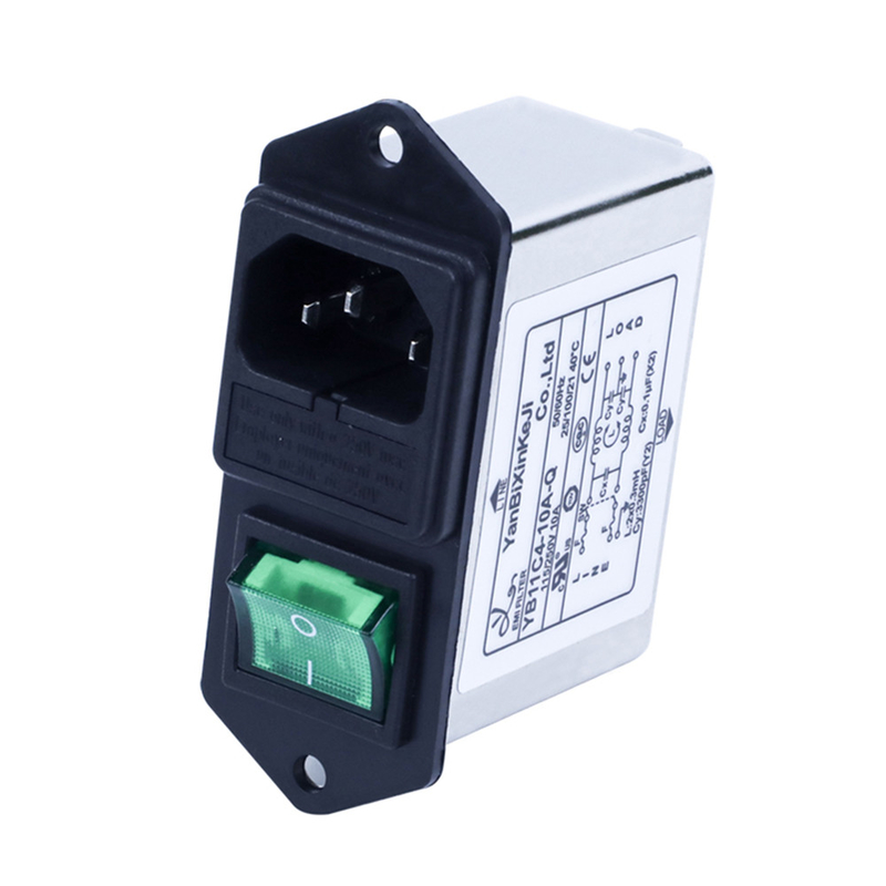 3 In 1 Power Entry Module Filter Solder Lug Terminal IEC Inlet Emi Filter YB11C3-6A-Q(R)