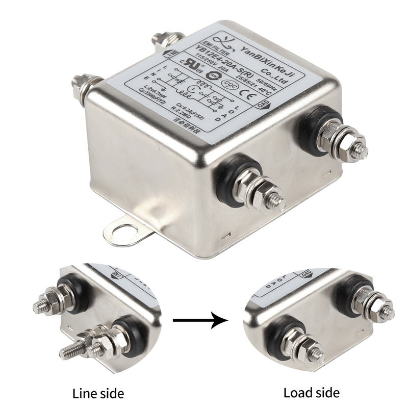YB12E4 Power Line Filter M4 Screw Terminal 20A Single Phase EMI Filter