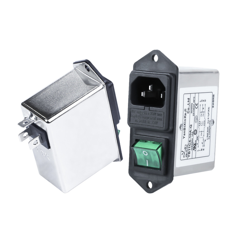 110V/250V AC EMI Filters 10A Power Input Module Filters With Green Switches