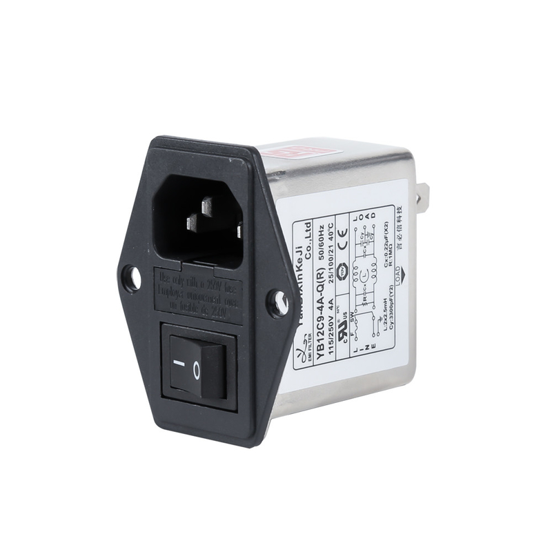 Surface Mount 10A IEC Inlet Filter Three In One EMI Filter With Fuse And Switch