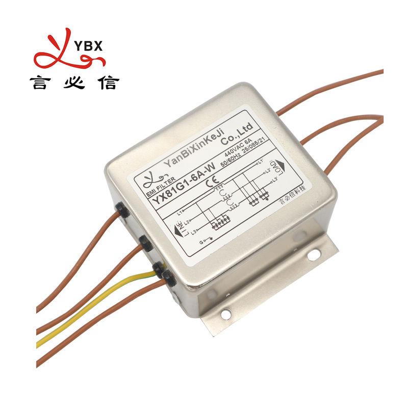 6A 220V Three Phase EMI Filter Mechanical Equipment Power Line Output