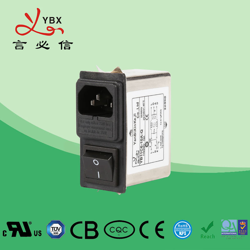 250VAC Electrical EMI Power Filter , IEC 320 socket AC Line Noise Filter For Television