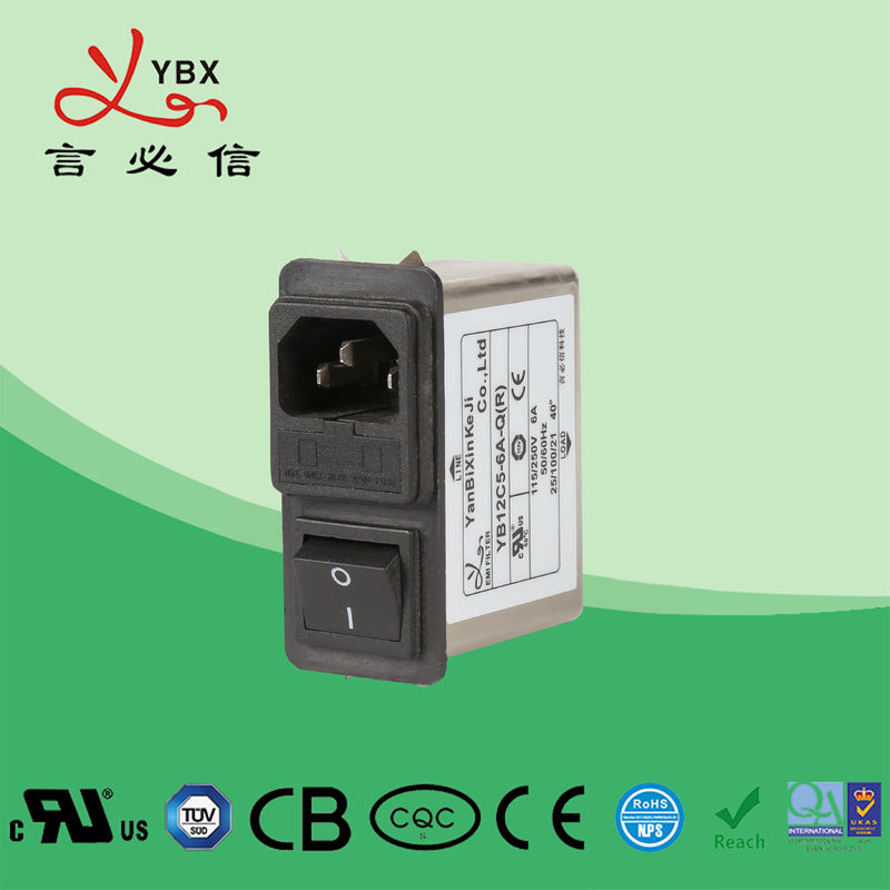 Universal IEC Inlet EMI Filter YB11C5 6A Three In One Socket Power Filter For Electronic Systems