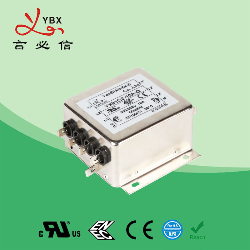 High Frequency 300Mhz UL1283 2250VDC 3 Phase EMI Filter