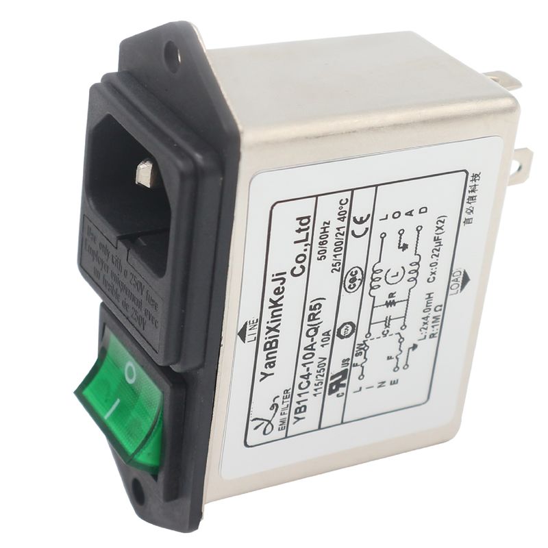 Low pass Low-frequency IEC inlet EMI Filter With fuse-holder and switch with light