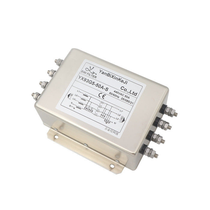 50A Three Phase EMI Filter Four Lin RFI Suppression Filters For Plasma Etcher